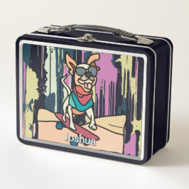 Perro retro callejero con gafas de sol en el Skate