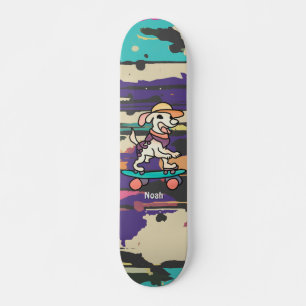 Perro retro en la calle en Skateboard   Divertido