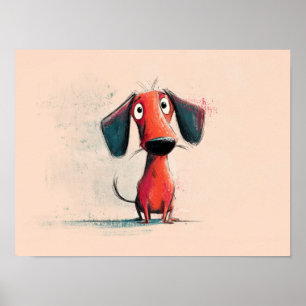 Perro Rojo Divertido – Arte de Mascota de Dibujos