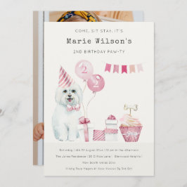 Perro Rosa Lindo Invitación de Cumpleaños de Cualq