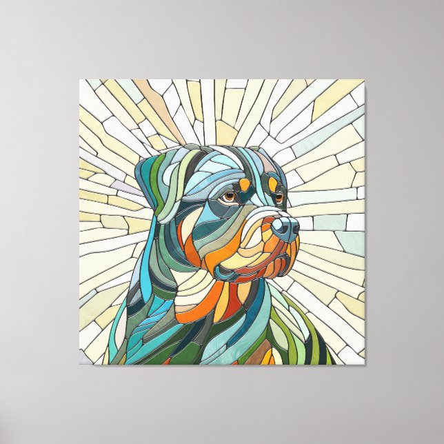 Perro Rottweiler - arte de mosaicos (Anverso)