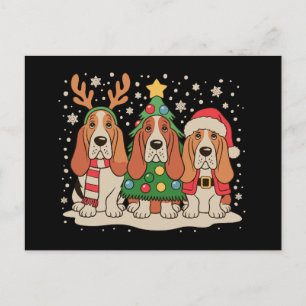 Perro Sabueso Basset Navidad Santa Reno Navidad