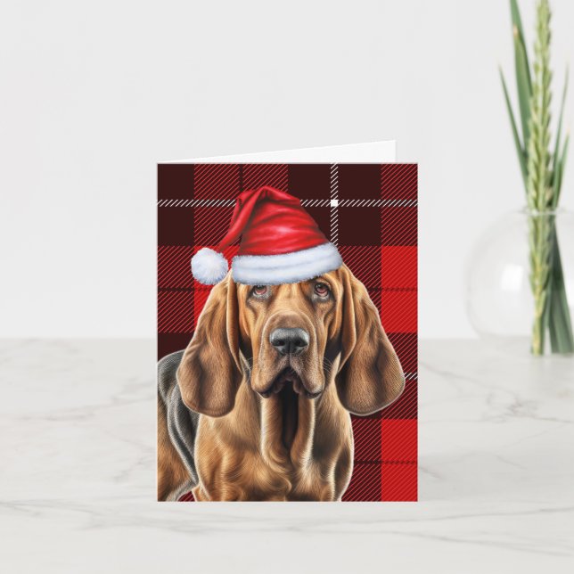 Perro Sabueso Cuadro Rojo de Temporada de Navidad (Anverso)