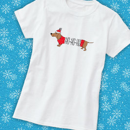 Perro salchicha festivo en camiseta de vacaciones 