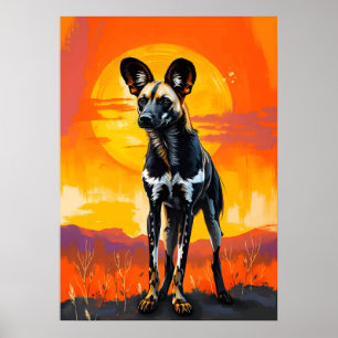 Perro salvaje africano al atardecer - Audaz arte s