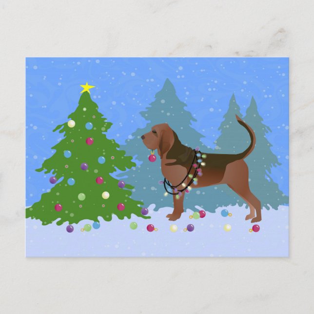 Perro sangriento decorando árbol de Navidad (Anverso)