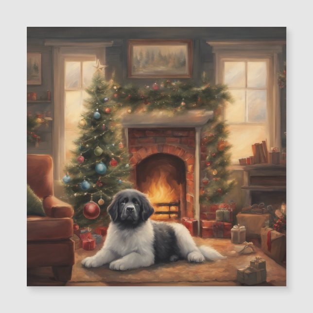 Perro Sentado Frente A Un Árbol De Navidad (Anverso)