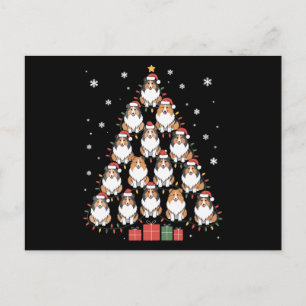 Perro Sheltie Navidad Árbol Sombrero de Santa Luce