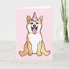 Perro Shiba Inu dibujando tarjeta de cumpleaños fe