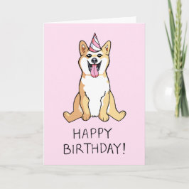 Perro Shiba Inu dibujando tarjeta de cumpleaños fe