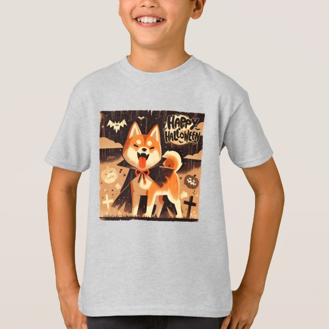 Perro Shiba Inu vestido de camiseta de vampiro (Anverso)
