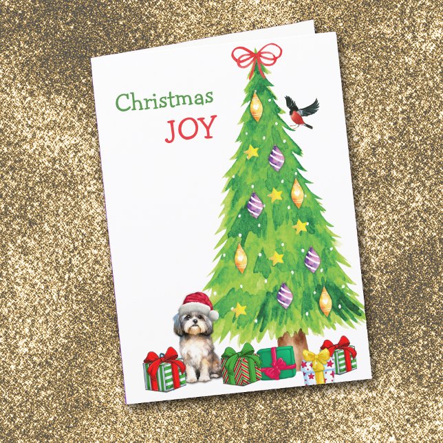 Perro Shih Tzu, ave y árbol de Navidad (Subido por el creador)