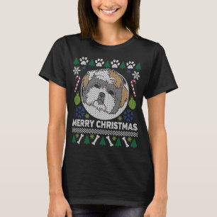 Perro Shih Tzu engendra Navidades feos suéter