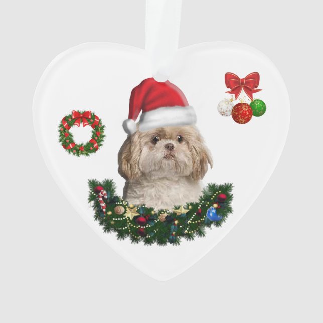 Perro Shih-Tzu Objetos de Navidad Adorno (Reverso)
