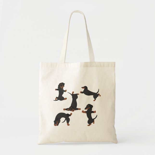 Perro Shorthair Dachshund haciendo una bolsa de yo (Frente)