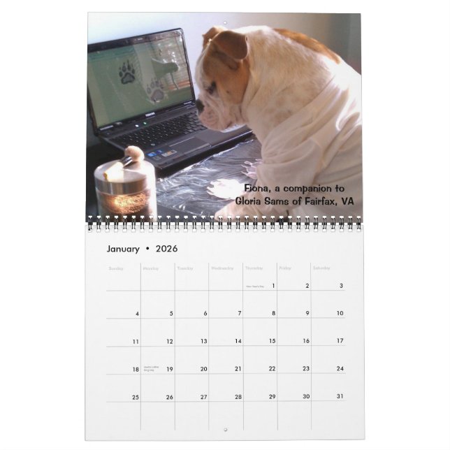 Perro superior: Poli canino del calendario del año (Jan 2026)
