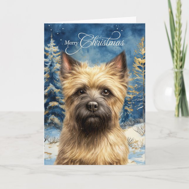 Perro Terrier Cairn Bosque Forestal Navidad (Anverso)