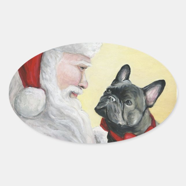 Perro toro francés y pegatinas navideñas de Santa  (Anverso)