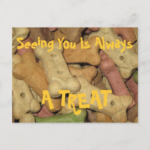 Perro trata la postal de "verte es siempre un trat