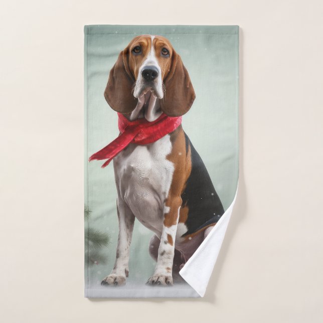 Perro Treeing Walker Coonhound en la Navidad con n (Toalla de mano)