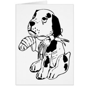 Perro triste con pierna rota