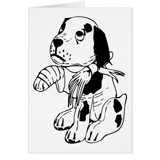 Perro triste con pierna rota (Frente)