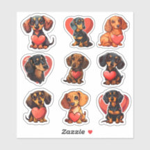 Perro Valentine Dachshund de 9 pegatinas