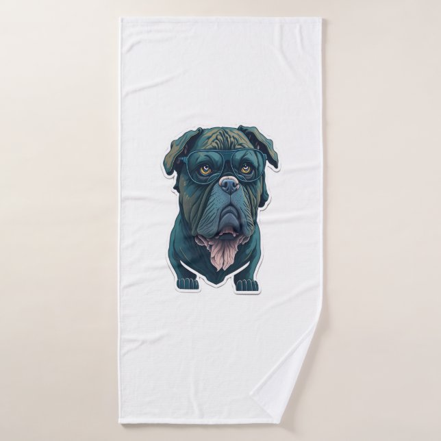 Perro verde con gafas (Toalla de baño)