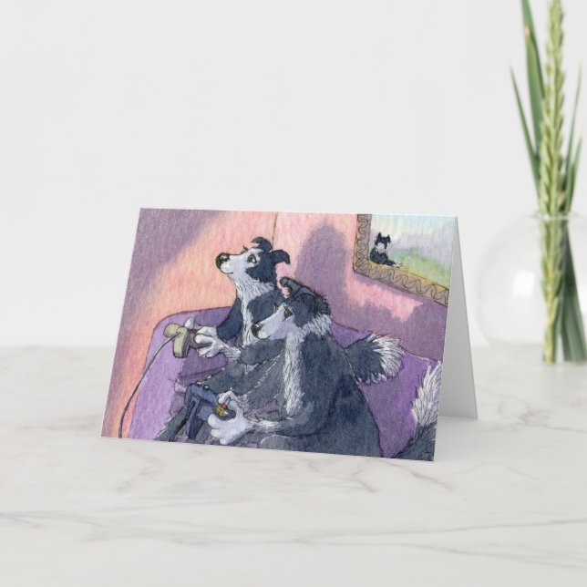 Perro Videogamers, TARJETA del border collie de la (Anverso)