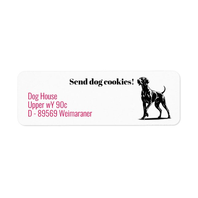 Perro Weimaraner  Etiqueta (Frente)