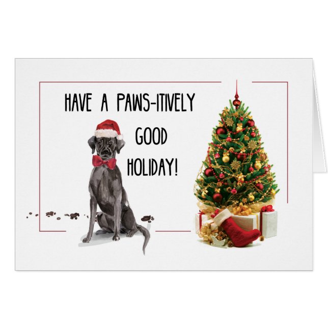 Perro y árbol graciosos de Black Lab Navidades (Anverso (Horizontal))