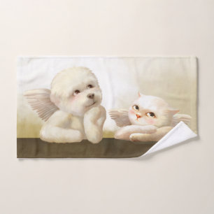 Perro y gato angélicos en la nube