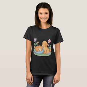 Perro y gato en la naturaleza: camiseta de animali