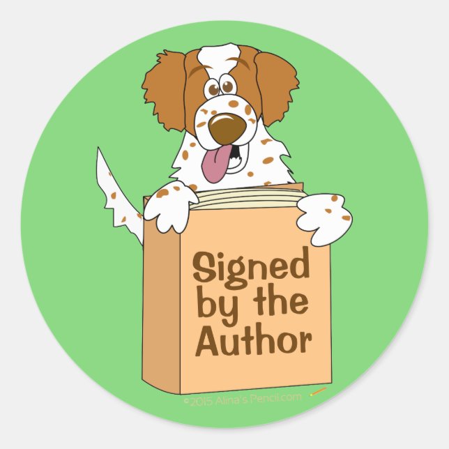 Perro y libro firmado por autores Pegatinas niños (Anverso)