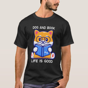 Perro y Libros La Vida Es Buena - Camiseta Ragla d