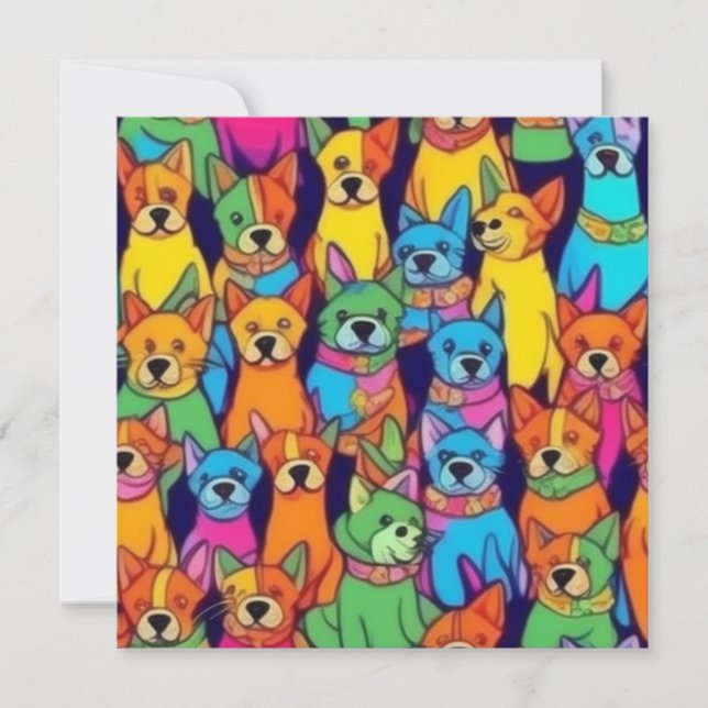 Perros alegres y coloridos, perros felices (Anverso)