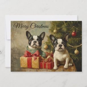 Perros Antiguos Boston Terrier Feliz Navidad