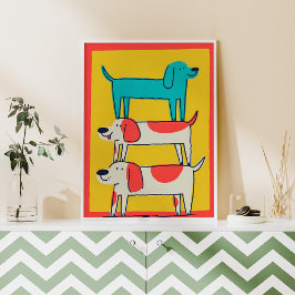 Perros apilados Mascotas de pared Poster de arte I