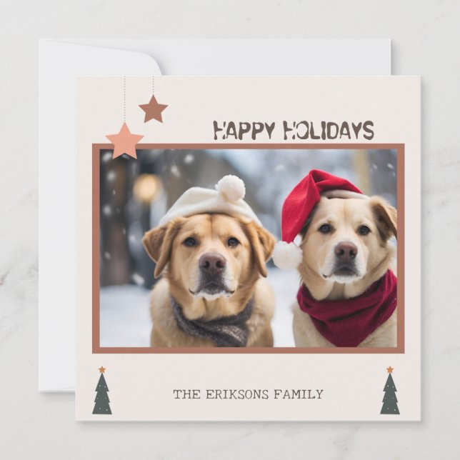 perros bonitos felices fiestas Navideñas Tarjeta p (Anverso)