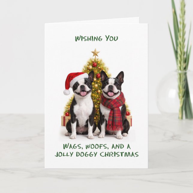 Perros Boston Terrier Navidad (Anverso)