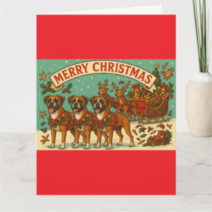 "Perros Boxer de Navidad" Tarjeta de Felicitación