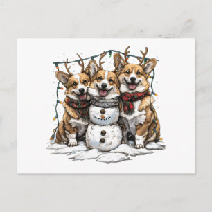 Perros Corgi de Navidad Muñeco de Nieve