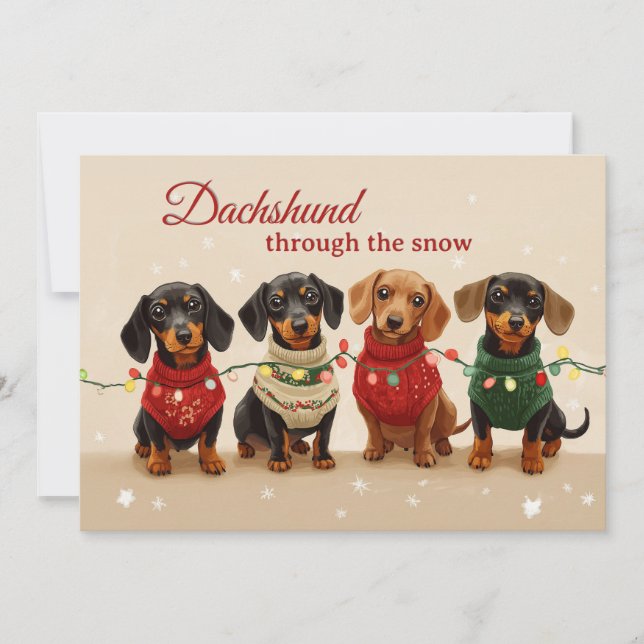 Perros Dachshund Antiguos Feliz Navidad (Anverso)