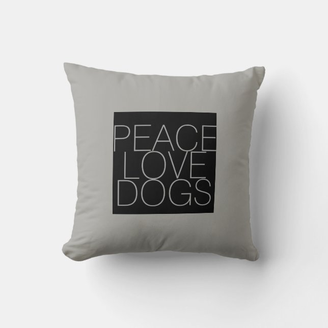 Perros de amor de paz cita almohada de gris (Anverso)