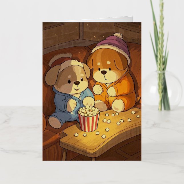 Perros de dibujos animados cachorros con palomitas (Anverso)