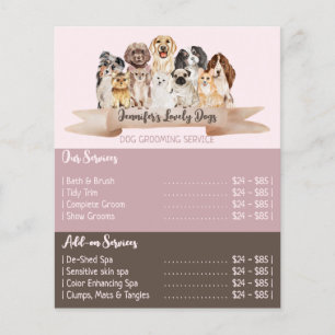 Perros de folleto rosa ofrece servicio de aseo