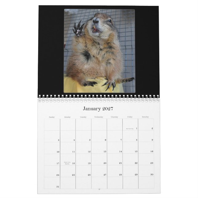 Perros de las praderas atados negro - calendario (Jan 2027)
