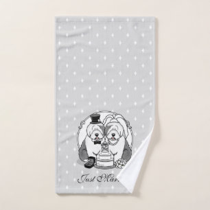 Perros de oveja inglesa boda Novia Groom Gray 1