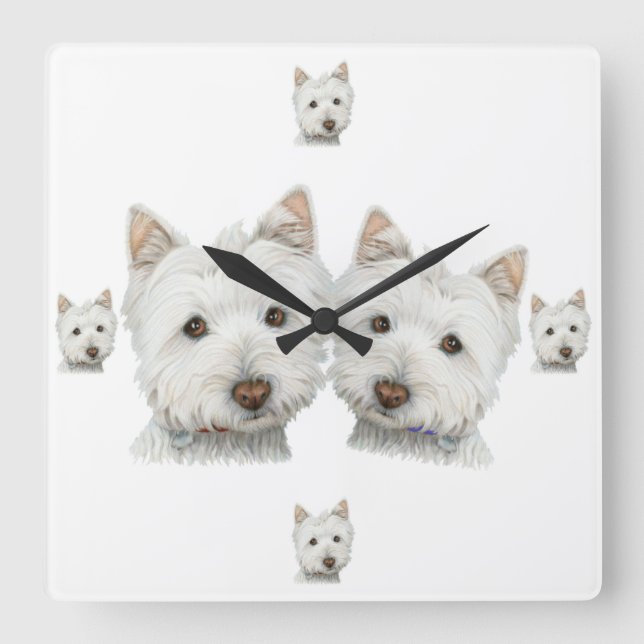 ¡Perros de Westie a montones! Reloj de pared (Anverso)