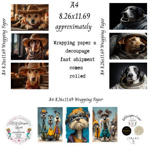 Perros Disfrazados Papel de Regalo A4 para Decoupa